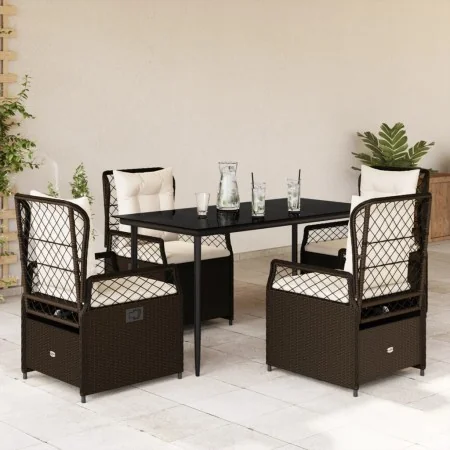 Set comedor de jardín 5 piezas y cojines ratán sintético marrón de , Conjuntos de jardín - Ref: Foro24-3262973, Precio: 502,0...