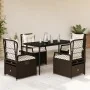 Set comedor de jardín 5 piezas y cojines ratán sintético marrón de , Conjuntos de jardín - Ref: Foro24-3262973, Precio: 502,0...