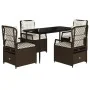 Set comedor de jardín 5 piezas y cojines ratán sintético marrón de , Conjuntos de jardín - Ref: Foro24-3262973, Precio: 502,0...