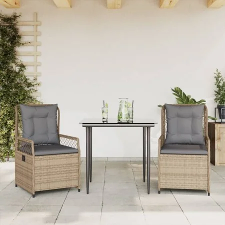 Set comedor de jardín 3 pzas con cojines ratán sintético beige by , Garden sets - Ref: Foro24-3262999, Price: 302,29 €, Disco...