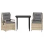 Set comedor de jardín 3 pzas con cojines ratán sintético beige by , Garden sets - Ref: Foro24-3262999, Price: 302,29 €, Disco...