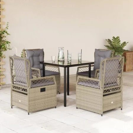 Set comedor de jardín 5 pzas con cojines ratán sintético beige by , Garden sets - Ref: Foro24-3263007, Price: 470,13 €, Disco...
