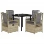 Set comedor de jardín 5 pzas con cojines ratán sintético beige by , Garden sets - Ref: Foro24-3263007, Price: 470,13 €, Disco...