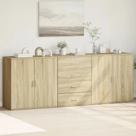 Aparadores 3 uds madera contrachapada color roble sonoma by , Sideboards - Ref: Foro24-3276611, Price: 261,72 €, Discount: %