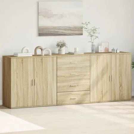 Aparadores 3 uds madera contrachapada color roble sonoma by , Sideboards - Ref: Foro24-3276611, Price: 261,72 €, Discount: %