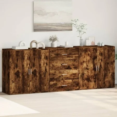 Aparadores 3 uds madera contrachapada roble ahumado by , Sideboards - Ref: Foro24-3276613, Price: 255,76 €, Discount: %