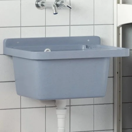 Fregadero lavabo de pared resina gris 50x35x24 cm de , Fregaderos - Ref: Foro24-4002797, Precio: 62,17 €, Descuento: %