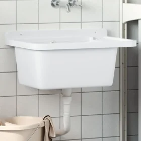 Fregadero utilitario de pared resina blanco 60x40x28 cm by , Sinks - Ref: Foro24-4002795, Price: 80,53 €, Discount: %