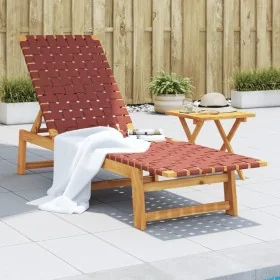 Tumbona con mesa madera maciza de acacia y tela roja by , Loungers - Ref: Foro24-3214214, Price: 153,67 €, Discount: %