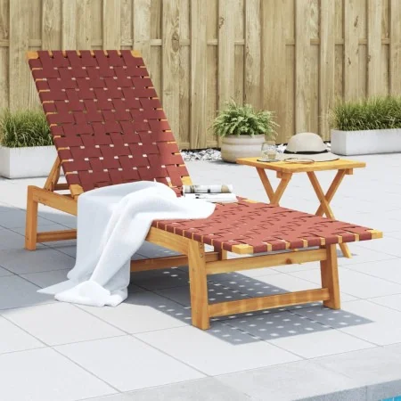 Tumbona con mesa madera maciza de acacia y tela roja by , Loungers - Ref: Foro24-3214214, Price: 152,96 €, Discount: %