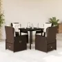 Set comedor de jardín 5 piezas y cojines ratán sintético marrón by , Garden sets - Ref: Foro24-3262848, Price: 513,33 €, Disc...