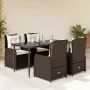 Set comedor de jardín 5 piezas y cojines ratán sintético marrón de , Conjuntos de jardín - Ref: Foro24-3262843, Precio: 557,4...