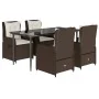 Set comedor de jardín 5 piezas y cojines ratán sintético marrón de , Conjuntos de jardín - Ref: Foro24-3262843, Precio: 557,4...