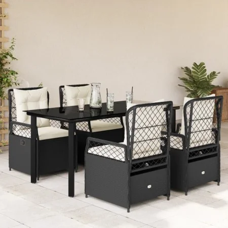 Set de muebles jardín 5 pzas con cojines ratán sintético negro by , Garden sets - Ref: Foro24-3262967, Price: 493,05 €, Disco...