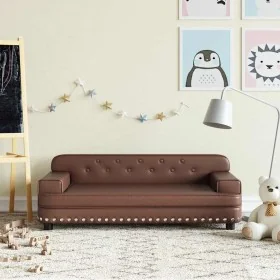 Sofá para niños de cuero sintético marrón 90x53x30 cm by , Baby and Toddler Furniture - Ref: Foro24-3196289, Price: 110,82 €,...
