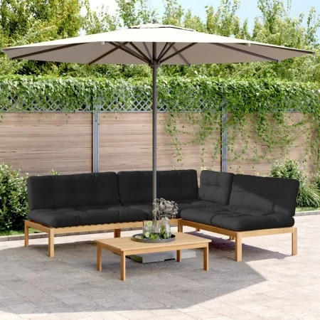 Set de sofás de palets de jardín y cojines 4 pzas madera acacia von , Outdoor-Sofas - Ref: Foro24-3209334, Preis: 609,08 €, R...
