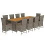 Set de comedor de jardín 11 pzas y cojines ratán sintético gris de , Conjuntos de jardín - Ref: Foro24-3277547, Precio: 1,00 ...