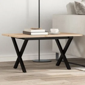 Mesa de centro marco X madera maciza pino y acero 80x50x40 cm by , Kitchen and dining tables - Ref: Foro24-3282684, Price: 62...