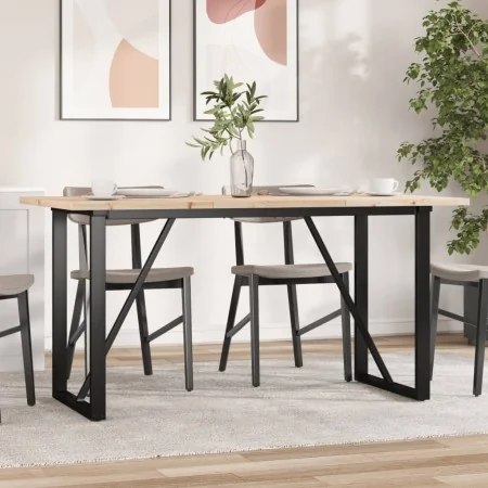 Mesa de comedor marco O madera maciza pino acero 160x80x75,5 cm by , Kitchen and dining tables - Ref: Foro24-3282743, Price: ...