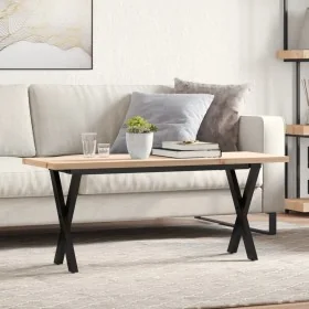 Mesa de centro marco X madera maciza pino y acero 110x40x45,5cm de , Mesas de cocina y de comedor - Ref: Foro24-3282755, Prec...