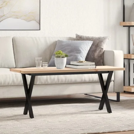 Mesa de centro marco X madera maciza pino y acero 110x40x45,5cm de , Mesas de cocina y de comedor - Ref: Foro24-3282755, Prec...