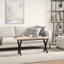 Mesa de centro marco X madera maciza pino y acero 110x40x45,5cm de , Mesas de cocina y de comedor - Ref: Foro24-3282755, Prec...