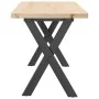 Mesa de centro marco X madera maciza pino y acero 110x40x45,5cm de , Mesas de cocina y de comedor - Ref: Foro24-3282755, Prec...