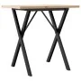 Mesa de comedor marco X madera maciza pino y acero 80x50x75,5cm by , Kitchen and dining tables - Ref: Foro24-3282760, Price: ...