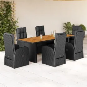 Set de comedor de jardín 7 pzas y cojines ratán sintético negro by , Garden sets - Ref: Foro24-3277629, Price: 1,00 €, Discou...