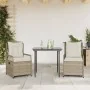 Set comedor de jardín 3 pzas con cojines ratán sintético beige by , Garden sets - Ref: Foro24-3263013, Price: 318,46 €, Disco...