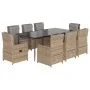 Set comedor de jardín 9 pzas con cojines ratán sintético beige von , Gartensets - Ref: Foro24-3262874, Preis: 1,00 €, Rabatt: %
