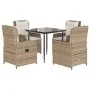Set comedor de jardín 5 pzas con cojines ratán sintético beige von , Gartensets - Ref: Foro24-3262883, Preis: 551,01 €, Rabat...