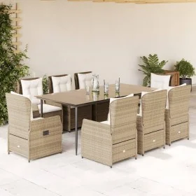 Set comedor de jardín 9 pzas con cojines ratán sintético beige by , Garden sets - Ref: Foro24-3262888, Price: 1,00 €, Discoun...