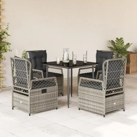 Set comedor de jardín 5 piezas con cojines ratán sintético gris de , Conjuntos de jardín - Ref: Foro24-3262986, Precio: 478,1...