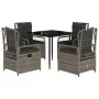 Set comedor de jardín 5 piezas con cojines ratán sintético gris de , Conjuntos de jardín - Ref: Foro24-3262986, Precio: 478,1...