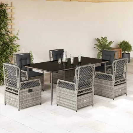 Set comedor jardín 7 pzas y cojines ratán sintético gris by , Garden sets - Ref: Foro24-3262990, Price: 817,74 €, Discount: %