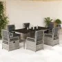 Set comedor jardín 7 pzas y cojines ratán sintético gris by , Garden sets - Ref: Foro24-3262990, Price: 817,74 €, Discount: %