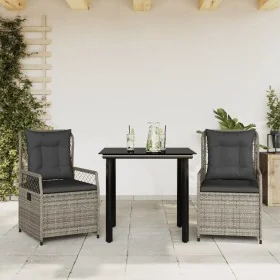 Set comedor de jardín 3 piezas con cojines ratán sintético gris by , Garden sets - Ref: Foro24-3262992, Price: 277,28 €, Disc...