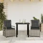 Set comedor de jardín 3 piezas con cojines ratán sintético gris by , Garden sets - Ref: Foro24-3262992, Price: 278,43 €, Disc...