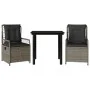 Set comedor de jardín 3 piezas con cojines ratán sintético gris by , Garden sets - Ref: Foro24-3262992, Price: 278,43 €, Disc...