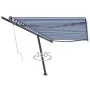 Toldo de pie automático azul y blanco 500x300 cm by , Awnings - Ref: Foro24-3069786, Price: 576,35 €, Discount: %