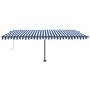 Toldo de pie automático azul y blanco 500x300 cm by , Awnings - Ref: Foro24-3069786, Price: 576,35 €, Discount: %