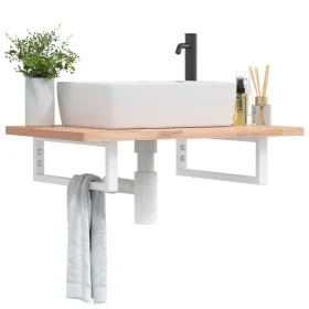 Soportes estante de lavabo 2uds tejado rectangular acero blanco by , Supports and crossbars - Ref: Foro24-4007264, Price: 37,...