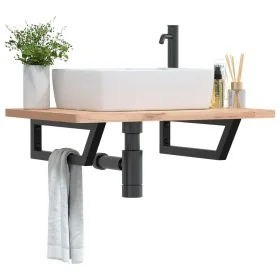 Soportes estante de lavabo 2 unidades trapecio acero negro by , Supports and crossbars - Ref: Foro24-4007285, Price: 37,49 €,...