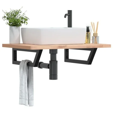 Soportes estante de lavabo 2 unidades trapecio acero negro by , Supports and crossbars - Ref: Foro24-4007285, Price: 37,49 €,...