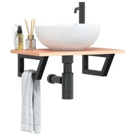 Estante de lavabo de pared de acero y madera maciza de roble von , Badezimmerwaschtische - Ref: Foro24-3302563, Preis: 73,45 ...