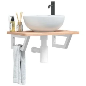 Estante de lavabo de pared de acero y madera maciza de roble von , Badezimmerwaschtische - Ref: Foro24-3302334, Preis: 65,03 ...