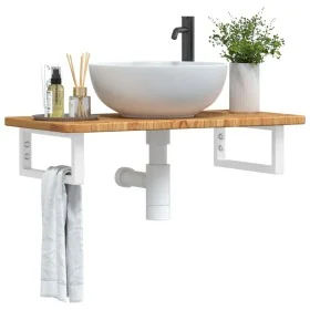 Estante de lavabo de pared de acero y madera maciza de roble von , Badezimmerwaschtische - Ref: Foro24-3302336, Preis: 83,19 ...