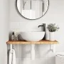 Estante de lavabo de pared de acero y madera maciza de roble de , Tocadores de baño - Ref: Foro24-3302336, Precio: 83,15 €, D...