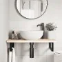 Estante de lavabo de pared de acero y madera maciza de roble de , Tocadores de baño - Ref: Foro24-3302329, Precio: 72,08 €, D...